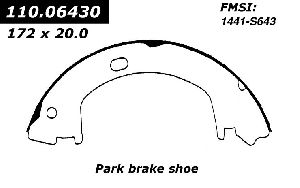 Centric Parking Brake Shoe  Rear 
