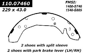 Centric Drum Brake Shoe  Rear 