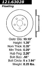 Centric Disc Brake Rotor  Rear 