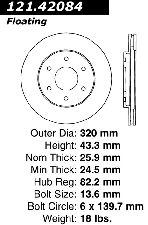 Centric Disc Brake Rotor  Front 